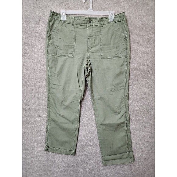 Levis Utility Chino Pants Womens 33 Green Flip Pockets 100% Cotton - Picture 1 of 9